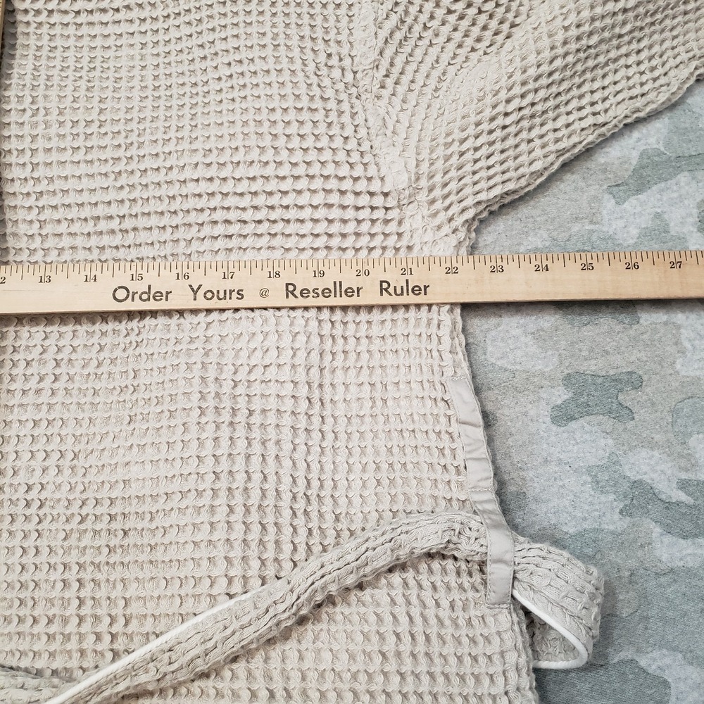 Boll & Branch Robe Womens Tan Open Front Belted Half Sleeve - Picture 10 of 11